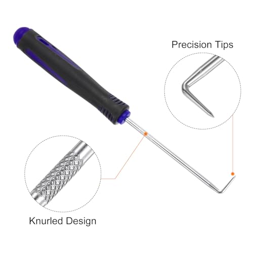 HARFINGTON 4 Pieces Pick and Hook Set 165mm Zinc Alloy Nylon Handle Round Automotive Pick Tool Set for Removing O Rings Small Items, Black Blue - color: Black Blue