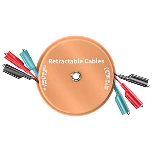 Goupchn Orange Retractable Test Leads Set 3 Wire 10ft 18 AWG | Alligator Clips, Electrical Test Wires, For Automotive, Boat, Trailer & Circuit Troubleshooting - size: 10ft/3m, style: Alligator Clip Leads