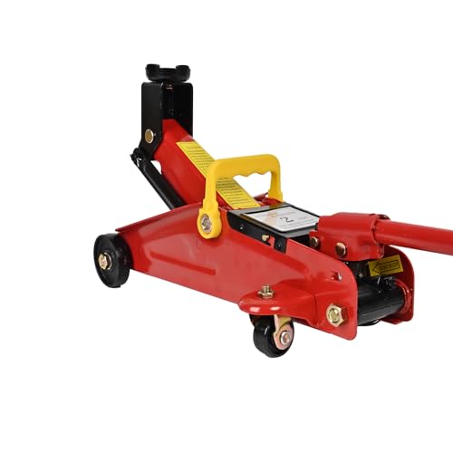 AA095 2 Ton Hydraulic Floor Jack, Low Profile Trolley Service Jack with 5.7"-13" Lifting Range, Heavy Duty Steel Car Jack for Garage & Repair, Red - color: Red, style: 2 ton