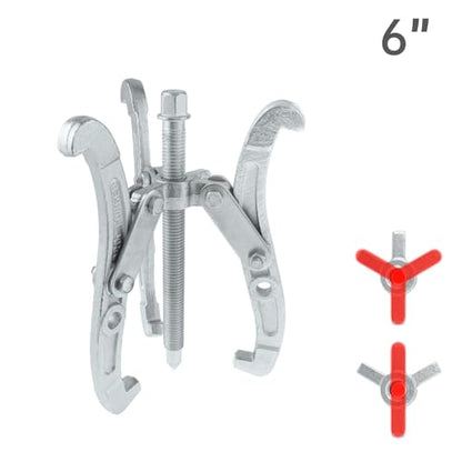 ChgImposs 6 Inch 3-Jaw Gear Puller, 2 Jaw 3 Jaw Puller for Pulley Gears Bearings and Flywheels, Heavy Duty Pulley Puller with Reversible Jaws, High Carbon Steel Removal Tool Bearing Puller Tool - size: 6 Inch