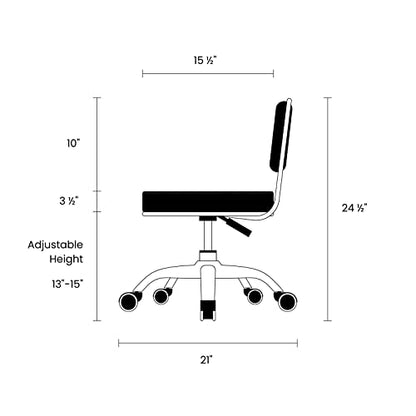 Dayton Garage Rolling Seat (Matt Black) Pneumatic, Short Stool with Adjustable Height 13"-15", Perfect for Home Office, Gardening, Garage Mechanic, School and Lab - color: Matt Black