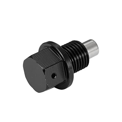 X AUTOHAUX 2 Set M12x1.25 Oil Drain Plug Magnetic Aluminum Alloy Sump Drain Nut Oil Drain Bolt with 2 Washer for Car Motorcycle Black - size: M12x1.25, M12x1.25