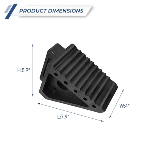 HOXWELL Solid Heavy Duty Rubber Wheel Chocks 2 Packs, Premium Chock for Car, Travel Trailers, RV, Truck, and ATV(2 pcs, Black) 8" x 4" x 6" - color: Black 2 pack
