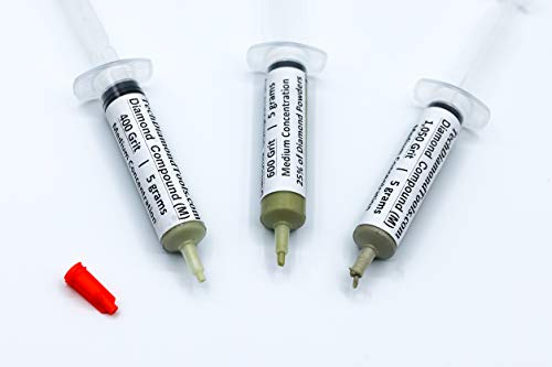 TechDiamondTools Kit of 3 Diamond Lapping Paste Polishing Compound USA Made 400 600 1050 Grit Lapidary Paste for Rock Glass Metal in Three Concentrations of Diamond Powder (Medium 25% Concentration) - style: Medium 25% concentration