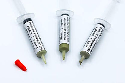 TechDiamondTools Kit of 3 Diamond Lapping Paste Polishing Compound USA Made 400 600 1050 Grit Lapidary Paste for Rock Glass Metal in Three Concentrations of Diamond Powder (Medium 25% Concentration) - style: Medium 25% concentration
