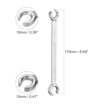 HARFINGTON Flare Nut Wrench 10mm x 12mm CR-V Nickel Plating Wrench for DIY Automotive Repairs and Household Maintenance - size: 10mm x 12mm