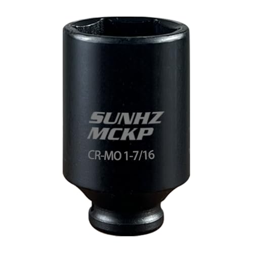 SUNHZMCKP 1/2 Impact Socket, SAE 1-7/16 In Deep 6 Point Socket, CR-MO, Axle Nut Impact Grade Socket for Easy Removal (SAE 1-7/16) - color: Sae, size: 1-7/16 inch