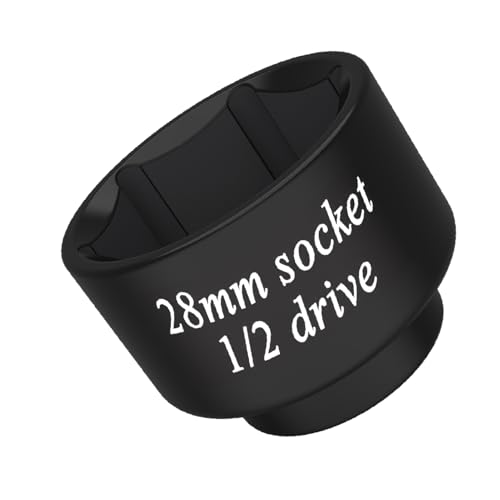 28mm oil filter Socket, wrench 1/2 drive,CR-MO, for Dodge Ram 6.7 Cummins Oil filter/Fuel Filter Canister cap, also other vehicle 28mm oil filter removal tool - color: Black, size: 28mm