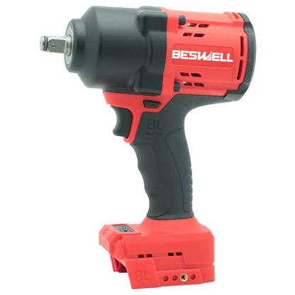 BESWELL CIW-112B-ML 1/2" Cordless Impact Wrench for Milwaukee 18V Battery | Powerful 885 Ft-Lbs brushless impact driver with 4-mode speed control. Bare tool (battery not included) for auto car repair.
