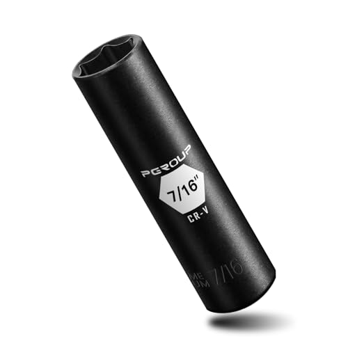 3/8” Drive Deep Impact Socket, SAE(7/16 Inch socket), 6-Point, Cr-V Steel With Black Manganese Phosphate Coating - size: 7/16-inch