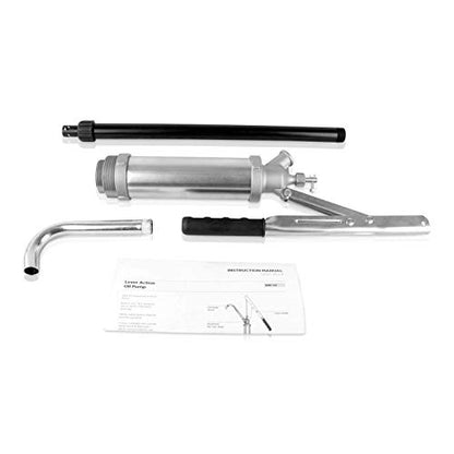 TERA PUMP - TRD490N Steel Lever-Action Drum Pumps (10 oz per Stroke) Telescopic, Fits 15 to 55 Gallon Drums, for Oil Based fluids, Diesel, Kerosene & Heating Oils - color: Silver