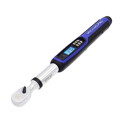 MichaelPro 3/8 Digital Torque Wrench with Angle Function, 10 to 100 ft-lbs (10 to 135 Nm), Target Torque Multi-Alert System, 10 Available Presets | MP001224 (3/8" Drive Fixed Head) - size: 3/8" Drive Fixed Head
