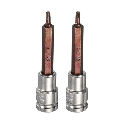 HARFINGTON 2Pcs Torx Bit Socket 1/2" Drive T25 S2 Steel 6 Point Head Long Screwdriver Drill Bits CR-V Steel Socket Adapter for Home Auto Axle Hex Nuts Bolts Repair - size: T25