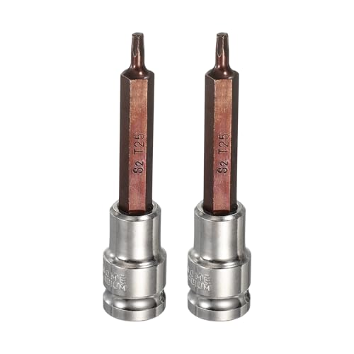 HARFINGTON 2Pcs Torx Bit Socket 1/2" Drive T25 S2 Steel 6 Point Head Long Screwdriver Drill Bits CR-V Steel Socket Adapter for Home Auto Axle Hex Nuts Bolts Repair - size: T25