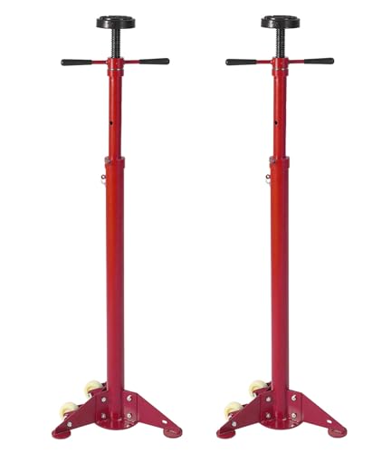 2PACK Underhoist Support Stand, 3/4 Ton Jack Stand, Under Hoist Stand for Vehicle Lifting & Support, 1655Lbs Capacity, Lifting from 38.4 to 75.4Inch, - color: Red | Triangular Base