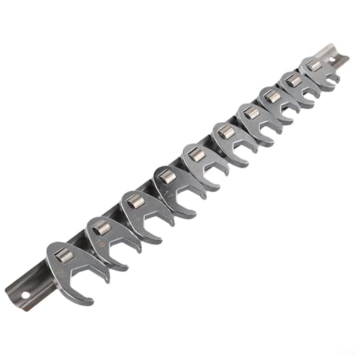 FABULETTA 10-Piece Crowfoot Wrench Set 3/8 Drive, Metric Flare Nut Spanner Kit 10mm to 22mm, Carbon Steel Open End Wrenches for Tight Space Bolt Loosening and Automotive Hydraulic Line Work