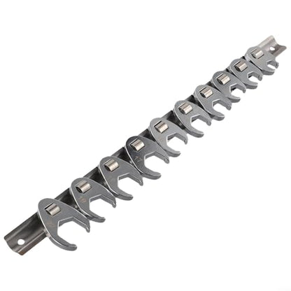 FABULETTA 10-Piece Crowfoot Wrench Set 3/8 Drive, Metric Flare Nut Spanner Kit 10mm to 22mm, Carbon Steel Open End Wrenches for Tight Space Bolt Loosening and Automotive Hydraulic Line Work