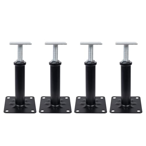 4 Pack Adjustable House Floor Jacks – 5"-8" Heavy Duty House Jacks for Leveling, Steel Support Posts for Beams, Decks, Crawl Spaces, Basements-Black - color: Black(4 Pack), size: 5"-8"