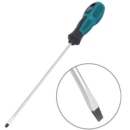 12" Long Screwdriver Set, Phillips and Slotted Magnetic Screwdriver -2Pcs | 12 inches PH1 Cross-head Magnetic Screwdrivers Flat Blade , with Rubber Handle