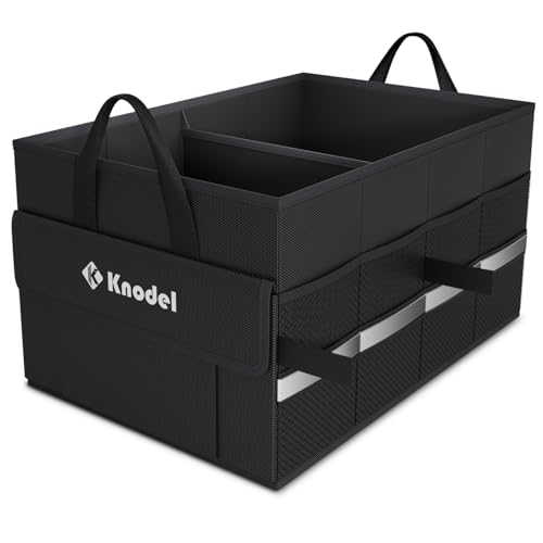 K KNODEL Trunk Organizer for Car, SUV, Truck and Sedan (Small, Black) | Collapsible Car Storage Organizer, Car Organizers and Storage for Sedan, Cargo Organizer, Car Bin, Basket,Bag, Organization - color: Black, size: Small-No Lid