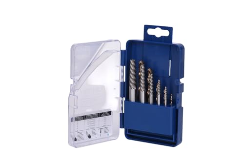Century Drill & Tool 88710 Spiral Flute Screw Extractor & Left-Hand Drill Set, 10 Piece, M35 Cobalt Steel, Includes #1 - #5 Extractors & Left Hand Drills - size: 10-piece Spiral Flute