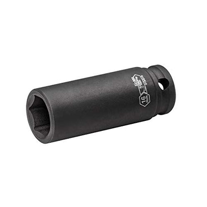 Jetech 3/8-Inch Drive 16mm Deep Impact Socket with 6-Point Design, Heat-Treated Chrome Molybdenum Alloy Steel, Metric - size: 16mm