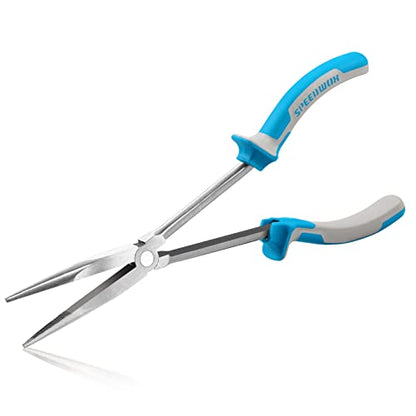 SPEEDWOX Long Reach Needle Nose Pliers 11 Inches, Extra Extended Fine Pliers for Mechanics, Technicians, Contractors - Non-slip TRP Handle, Serrated Jaws - style: Needle Nose Pliers