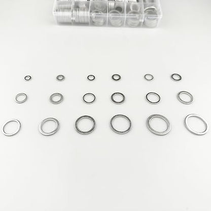 570 Pieces 18 Sizes Oil Drain Plug Gaskets Assortment Kit,Oil Crush Washers, Aluminum Flat Washers Assortment Kit,M6 M8 M10 M12 M14 M16 M18 M20 M22 M24