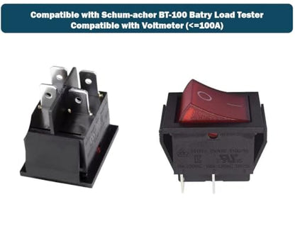 2 Pcs On/Off Switch Fits Batery Load Tester Compatible with Schum-acher BT-100 Compatible with Voltmeter no More Than 100Amp 4 Pin Rocker Switch with Red Light 16A 250VAC/125VAC