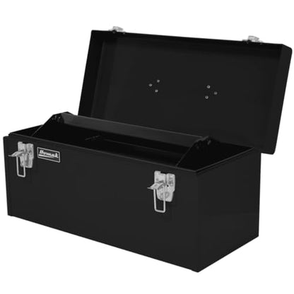 Homak Steel Flat Top Toolbox with Removable Tray, Black, 20 Inches - color: Black