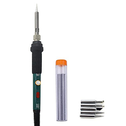 Electric Soldering Iron Kit 60W Adjustable Temperature Welding Soldering Iron with 5pcs Different Tips, 1 Solder Wire 1.0mm Dia. (Soldering Irons) (Upgrade Green) - color: Green