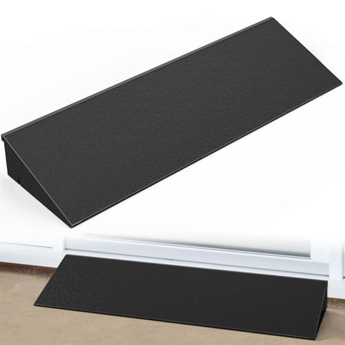 Nilight 2" Rise Threshold Ramp for Doorways, 19.7" Wide Low Profile Rubber Smooth Access Door Ramp for Doorway, Curb, Home Steps, Bathroom - size: 2" Rise