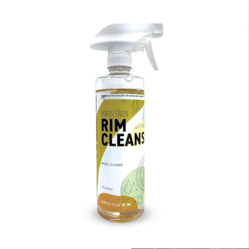 RestorFX Maintain Rim Cleanse Wheel Cleaner: pH Neutral Iron Fallout Remover for Brake Dust. Professional Color Changing Formula Turns Purple on Chrome, Alloy, Painted and Clear Coated Rims - 16oz