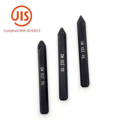 JIS B4633 Impact Screwdriver Bits For Impact Driver, 5/16" Hex Shank, S2 Alloy Steel,75mm Long- Ideal for Japanese Automotive & Motorcycle Repairs (JIS #1+#2+#3+SL8) - size: JIS #1+#2+#3+SL8