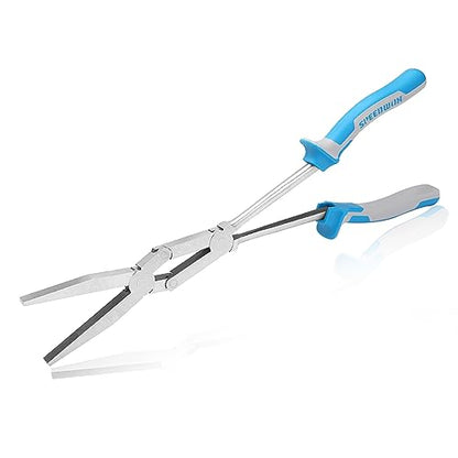 SPEEDWOX 13-Inch Double-Joint Pliers - Serrated Jaw Dual Pivot Long Reach Compound Action Flat Nose Duckbill Pliers - style: Flat Nose Plier