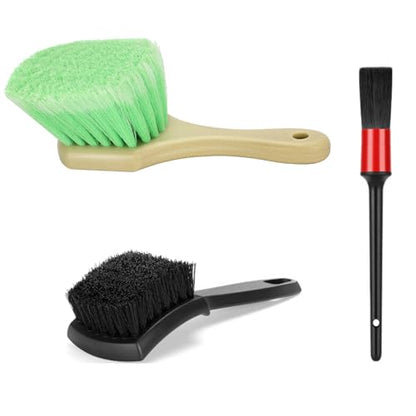 Fitosy Wheel Rim & Tire Brush Set, Soft & Stiff Bristle Wash Cleaning | Supplies Kit for Car Body Exterior Surface Carpet, Truck SUV RV Motorcycle