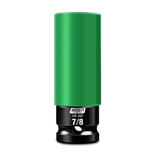 BOEN 1/2" Drive 7/8" Wheel Protector Impact Socket, Non-Marring Lug Nut Thin Wall Deep Socket Set, Chrome-Molybdenum Steel, 6 Point, Color-Coded Protective Socket - size: 7/8