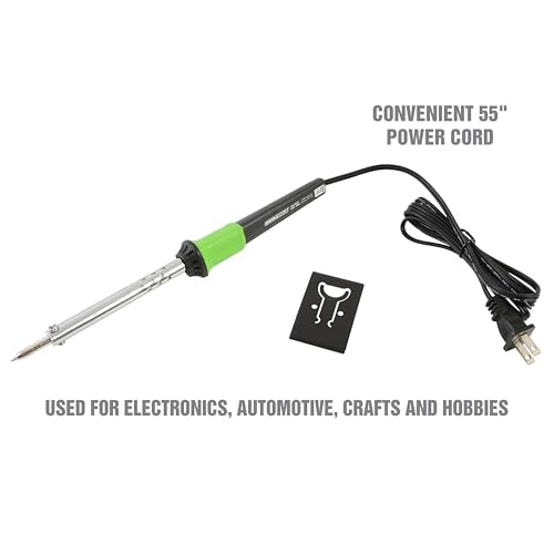 OEMTOOLS 24761 60 Watt Soldering Iron with Metal Stand, Green and Black, Automotive Solder Iron with Pencil Tip Soldering Iron Attachment - style: 60 Watt