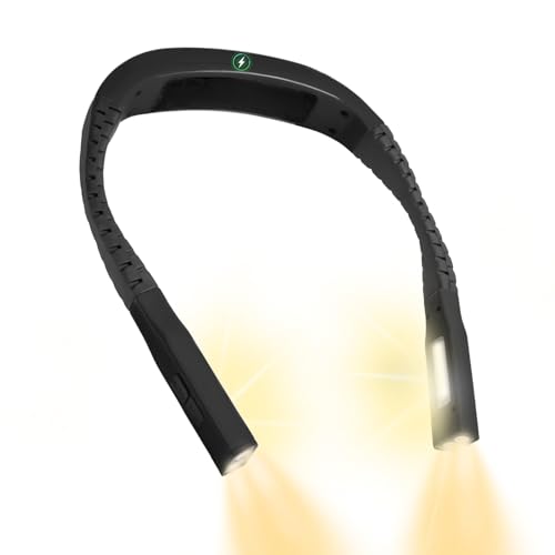 Neck Light,Book Lights for Reading at Night,3 Modes 4 Light Portable Rechargeable1200mAh, Perfect for Night Crochet Knitting Cross Stitch Crafting,Book Lovers Gift - color: Black