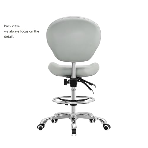 Kaleurrier Office Drafting Chairs with Backs,Adjustable Height | Ergonomic,Heavy Duty,Tall Office Chairs for Art Studio Standing Desk Kitchen Garage Shop Massage Lab Dental Hair Salon Guitar - color: Grey