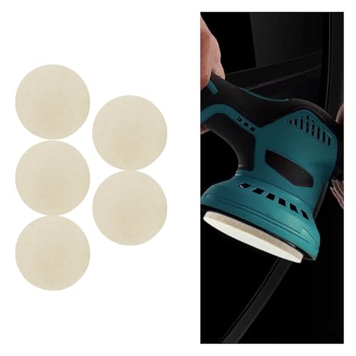 5PCS Car Glass Polishing Pads, 3" Wool Felt Buffing Wheel Polishing Pad Discs with Hook & Loop Back, Random Orbital Sander Polish Pad for Remove Scratch from Windshield, Window(3IN) - size: 3IN
