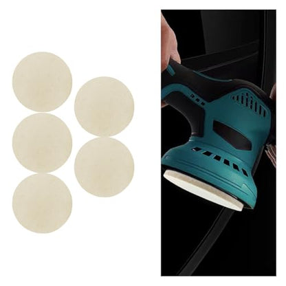 5PCS Car Glass Polishing Pads, 3" Wool Felt Buffing Wheel Polishing Pad Discs with Hook & Loop Back, Random Orbital Sander Polish Pad for Remove Scratch from Windshield, Window(3IN) - size: 3IN