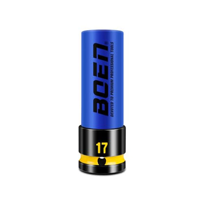 BOEN 17mm 1/2" Drive Wheel Protector Impact Socket, Non-Marring Thin Wall Wheel Protector Nut Socket, Color-Coded, Embossed and Painted Marking, CR-MO Steel - style: 17MM
