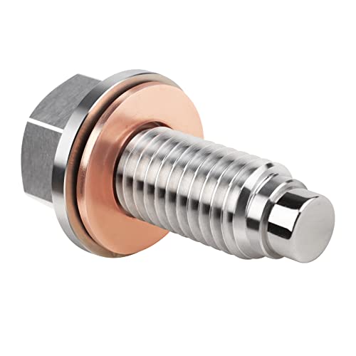 M12 x 1.75 Magnetic Oil Drain Plug, Stainless Steel Sump Drain Nut Bolt with Copper Crush Washer Compatible with GMC, Chevrolet, Buick, Cadillac