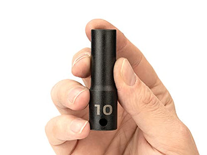 TEKTON 3/8 Inch Drive x 10 mm Deep 6-Point Impact Socket | SID13110 - size: 10 mm, style: Deep