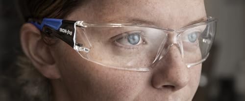 Ironwear 3085 Safety Glasses Anti-Fog ANSI Z87 Compliant with UVA and UVB Protection - color: Blue,clear