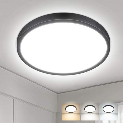 hepside 15.8INCH Big Dimmable Flush Mount Ceiling Light Fixture Black, 3CCT 3000/4500/6000K Ceiling Lamp, 36W 3600LM Super Bright Low Profile Light for Bedroom, Kitchen, Bathroom, Hallway - color: Black, size: 15.8Inch-1pack