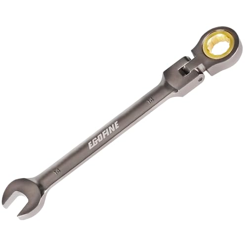Egofine 14mm Ratchet Wrench Flex Head, 14mm Wrench Ratcheting Combination Wrenches Metric, Industrial Grade Gear Spanner with 12 Point Box End, 72-Teeth Ratchet Nickel Plating, Chrome Vanadium Steel - style: 14mm