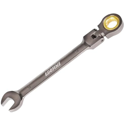 Egofine 14mm Ratchet Wrench Flex Head, 14mm Wrench Ratcheting Combination Wrenches Metric, Industrial Grade Gear Spanner with 12 Point Box End, 72-Teeth Ratchet Nickel Plating, Chrome Vanadium Steel - style: 14mm