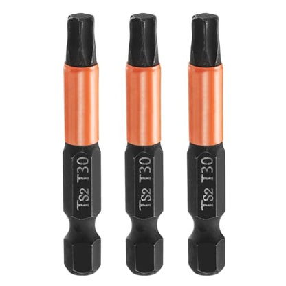HARFINGTON 3pcs T30 Torx Head Screwdriver Bit 2" (50mm) Long 1/4" Hex Shank Magnetic No Hole Tamper Proof 6 Point Star Screw Driver Drill Bits Phosphate S2 Steel Industrial Power Tools - size: T30 x 50mm